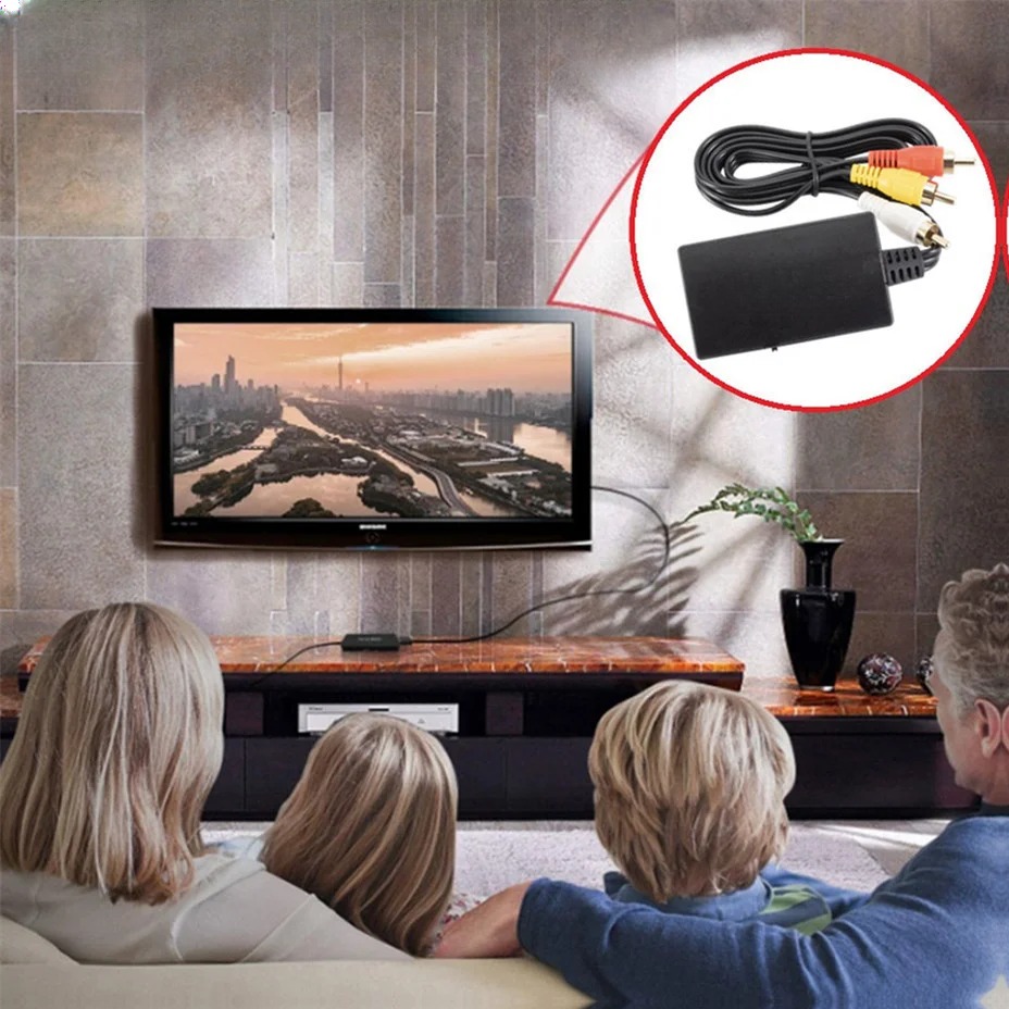 Adaptateur HDMI vers RCA pour téléviseur et moniteur anciens Adaptateur HDMI vers RCA pour téléviseur et moniteur anciens, vue de face