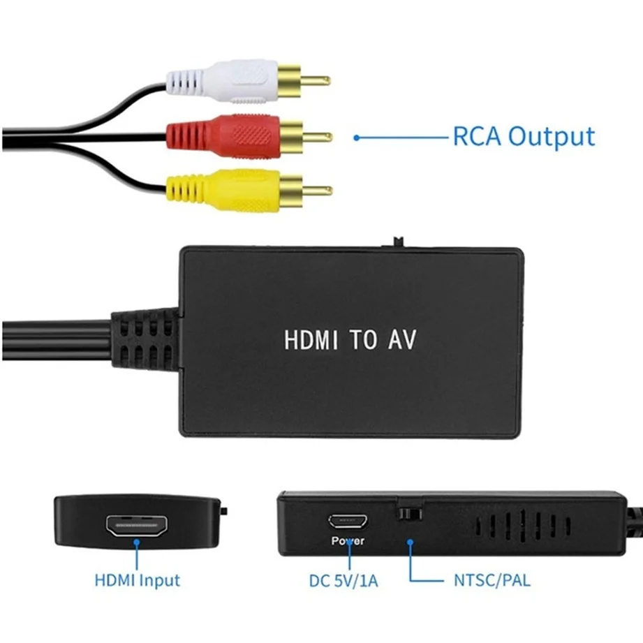 Adaptateur HDMI vers RCA pour téléviseur et moniteur anciens Adaptateur HDMI vers RCA pour téléviseur et moniteur anciens, detail