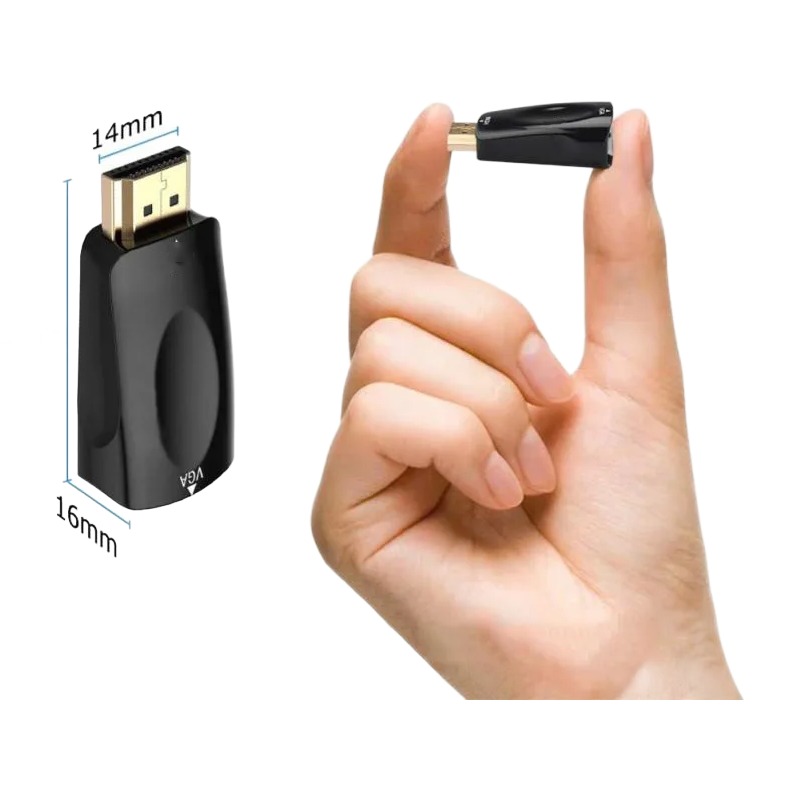 Adaptateur HDMI vers VGA pour écran ou projecteur ancien Adaptateur HDMI vers VGA pour écran ou projecteur ancien, vue de face