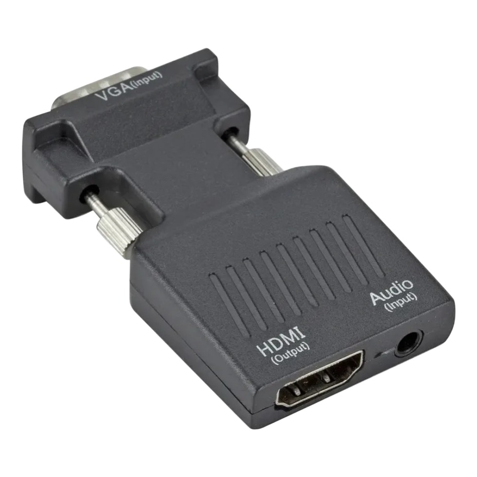 Adaptateur HDMI VGA avec audio, dans le sens de votre choix Adaptateur HDMI VGA avec audio, dans le sens de votre choix, vue de trois quarts