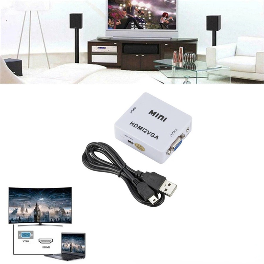 Adaptateur HDMI VGA avec sortie audio, deux sens au choix Adaptateur HDMI VGA avec sortie audio, deux sens au choix, vue principale