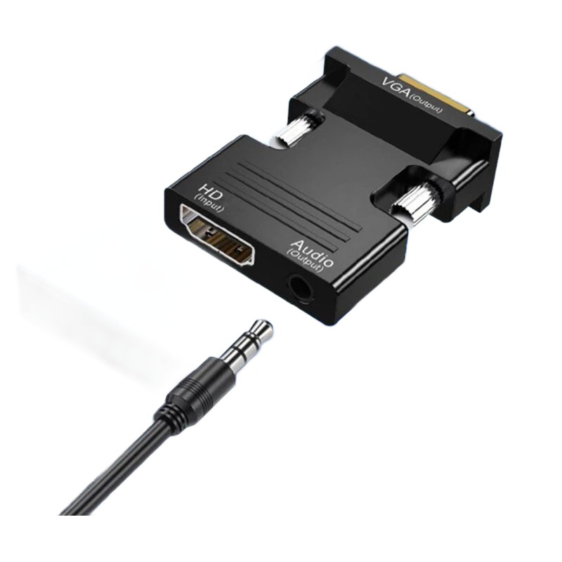 Adaptateur HDMI VGA avec sortie audio jack 3,5 mm Adaptateur HDMI VGA avec sortie audio jack 3,5 mm, vue principale