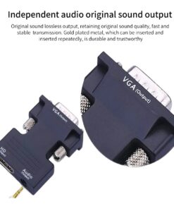 Adaptateur HDMI VGA avec sortie audio jack 3,5 mm, vue de face