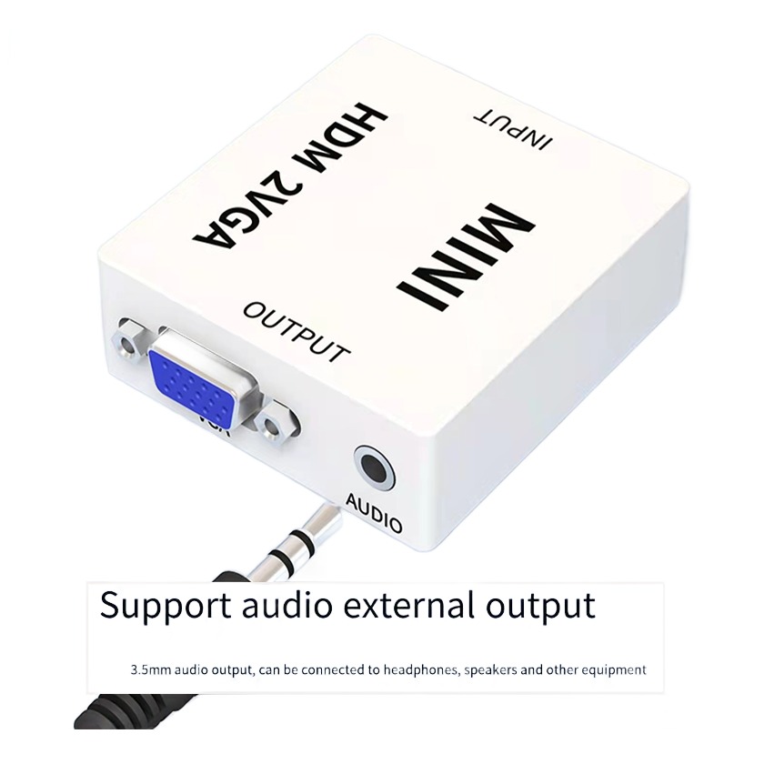 Adaptateur HDMI VGA bidirectionnel avec sortie audio Adaptateur HDMI VGA bidirectionnel avec sortie audio, vue de trois quarts
