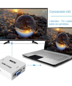 Adaptateur HDMI VGA bidirectionnel avec sortie audio, vue de face