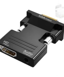 Adaptateur HDMI VGA compact avec audio et câble jack fourni, vue principale