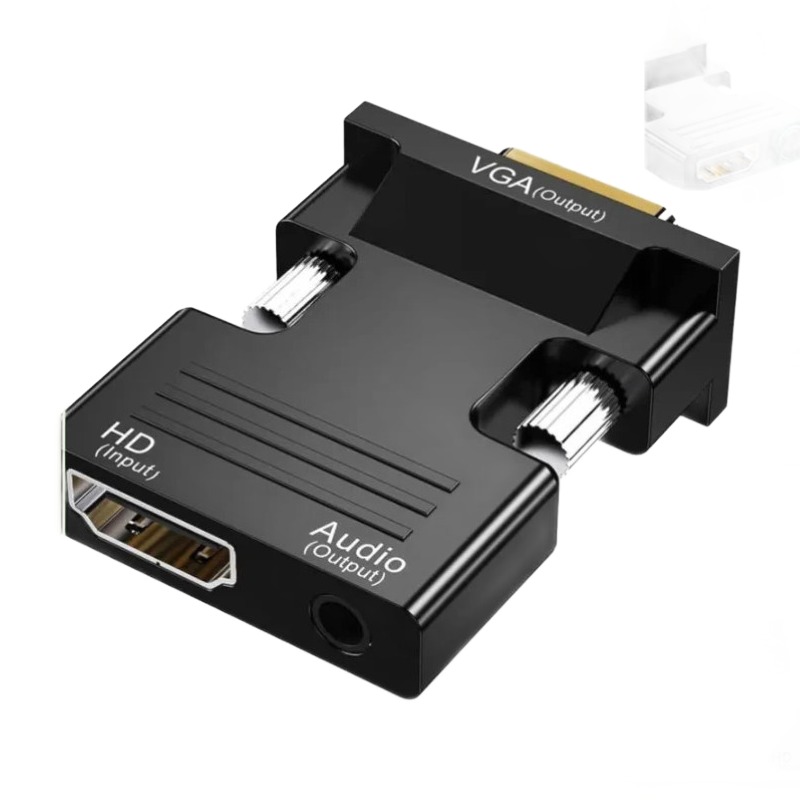 Adaptateur HDMI VGA compact avec audio et câble jack fourni Adaptateur HDMI VGA compact avec audio et câble jack fourni, vue principale