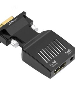 Adaptateur HDMI VGA, deux versions selon le sens de conversion, vue de trois quarts