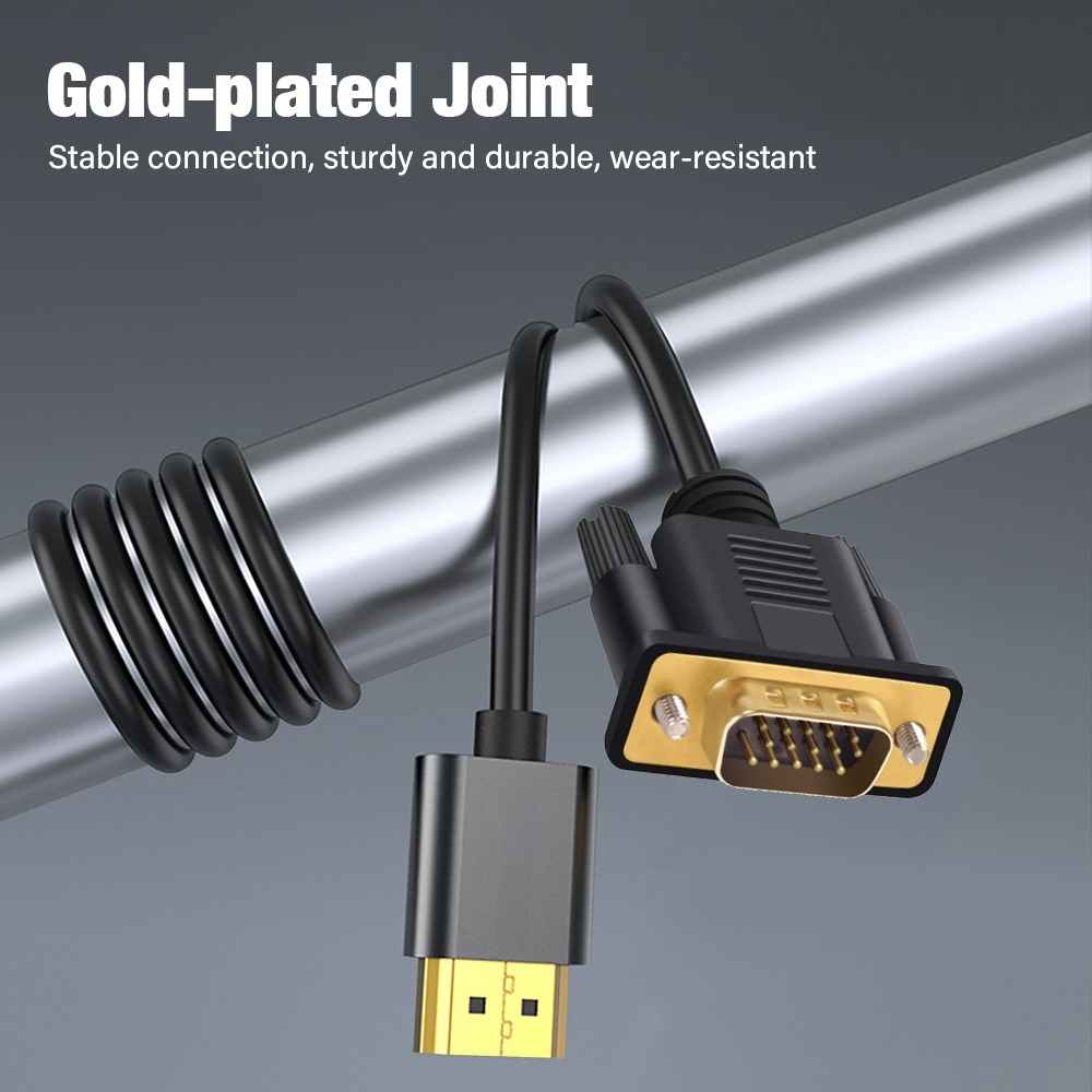 Adaptateur HDMI VGA en câble, de 0,5 m à 2 m de long Adaptateur HDMI VGA en câble, de 0,5 m à 2 m de long, vue de trois quarts