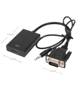 Adaptateur HDMI VGA vers HDMI avec sortie audio, 1080p, vue de face