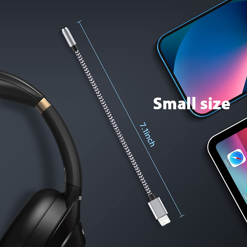 Adaptateur jack iPhone Lightning vers prise 3,5 mm Adaptateur jack iPhone Lightning vers prise 3,5 mm, vue de face