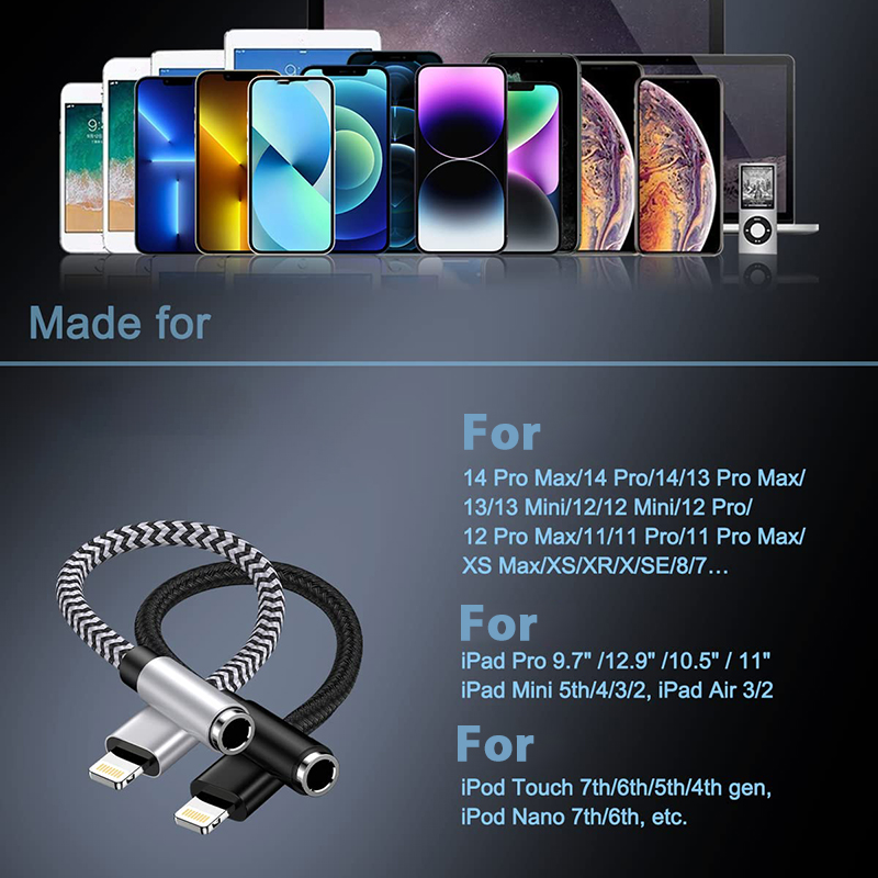 Adaptateur jack iPhone Lightning vers prise 3,5 mm Adaptateur jack iPhone Lightning vers prise 3,5 mm, vue arriere