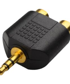 Adaptateur jack RCA compact, fiche 3,5 mm vers deux RCA femelles, vue de face