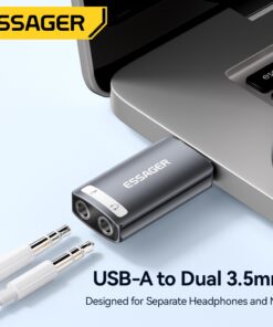 Adaptateur jack USB, carte son externe USB vers jack 3,5 mm, vue de trois quarts