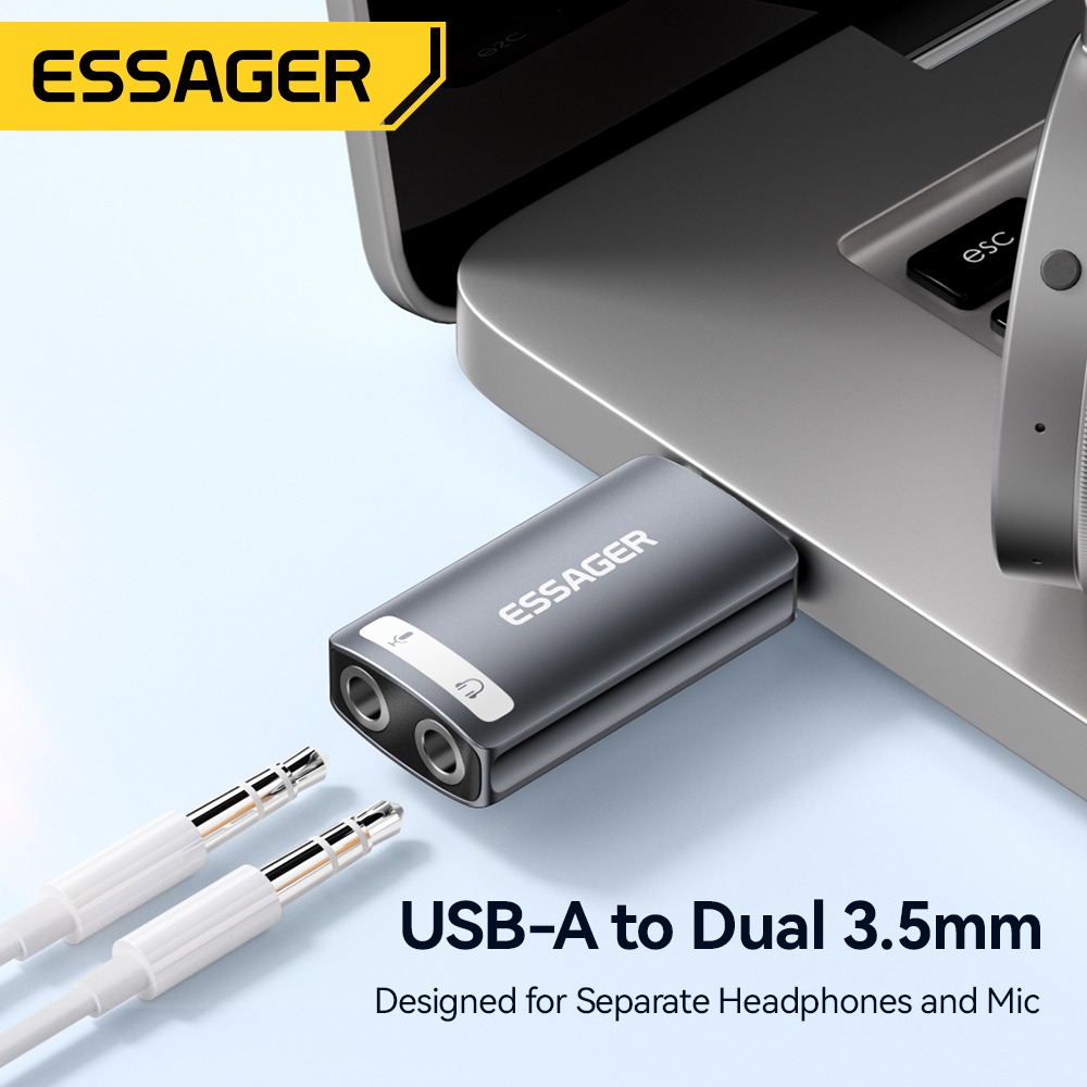 Adaptateur jack USB, carte son externe USB vers jack 3,5 mm Adaptateur jack USB, carte son externe USB vers jack 3,5 mm, vue de trois quarts