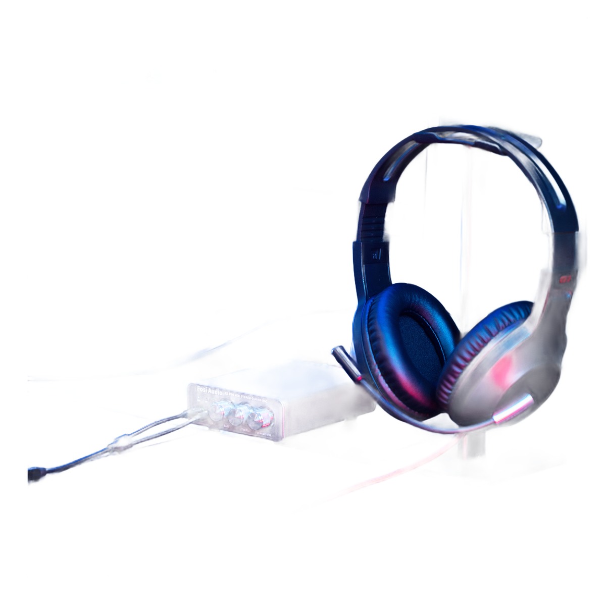 Adaptateur jack USB de bureau avec entrée microphone Adaptateur jack USB de bureau avec entrée microphone, vue de trois quarts