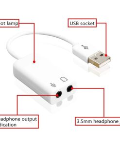 Adaptateur jack USB en carte son externe, casque et micro séparés, detail