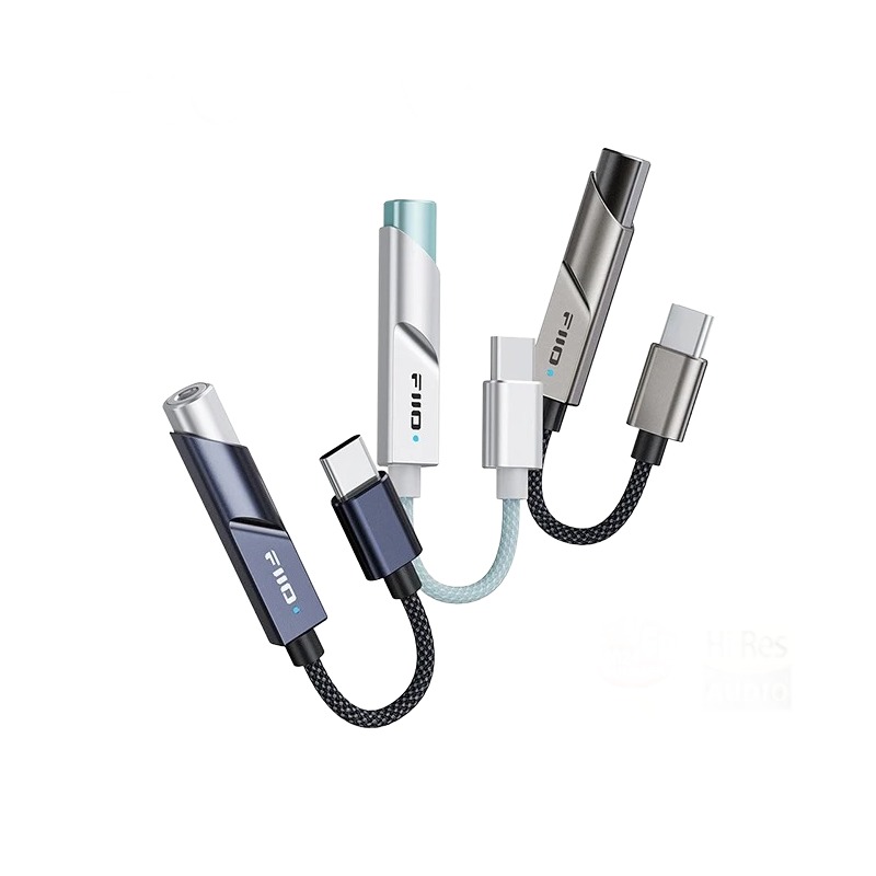Adaptateur jack USB type C avec convertisseur audio intégré Adaptateur jack USB type C avec convertisseur audio intégré, vue de trois quarts
