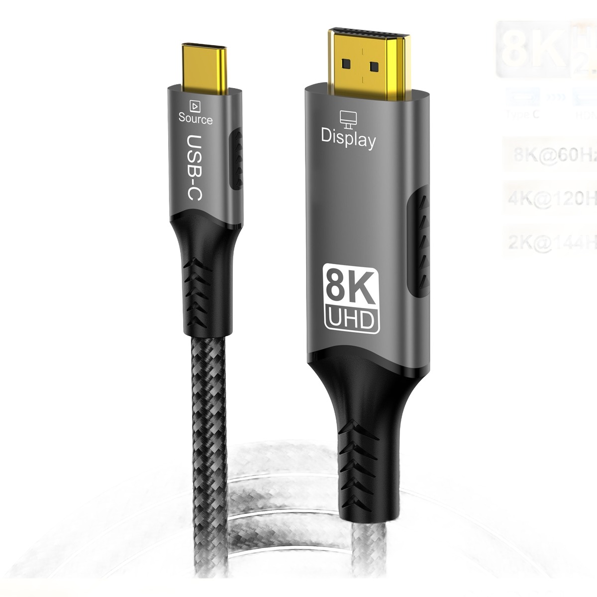 Adaptateur Mac HDMI 2.1 en 8K, compatible Thunderbolt Adaptateur Mac HDMI 2.1 en 8K, compatible Thunderbolt, vue de trois quarts