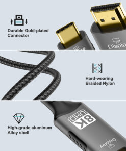 Adaptateur Mac HDMI 2.1 pour affichage en 8K, vue de trois quarts
