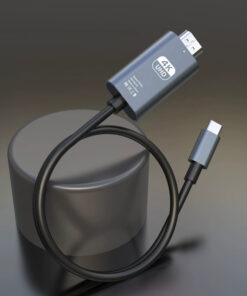Adaptateur mac HDMI de deux mètres, trois définitions, vue de trois quarts