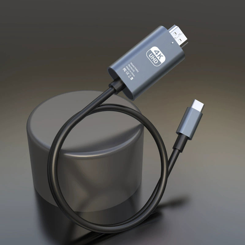 Adaptateur mac HDMI de deux mètres, trois définitions Adaptateur mac HDMI de deux mètres, trois définitions, vue de trois quarts