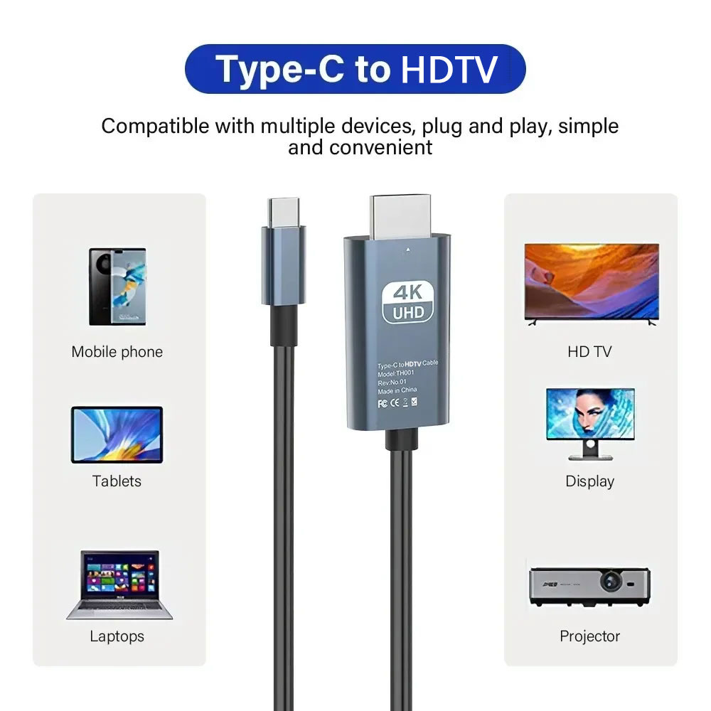Adaptateur mac HDMI de deux mètres, trois définitions Adaptateur mac HDMI de deux mètres, trois définitions, vue de face