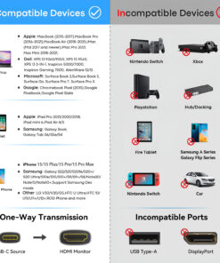 Adaptateur mac HDMI en câble, six versions au choix, vue de profil