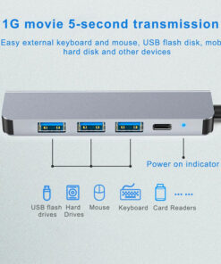 Adaptateur mac HDMI en concentrateur, quatre versions, vue arriere