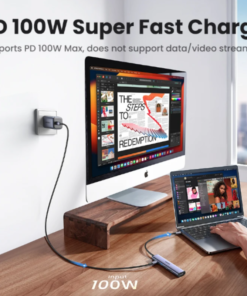 Adaptateur mac HDMI en station 5 en 1 aluminium, vue de face