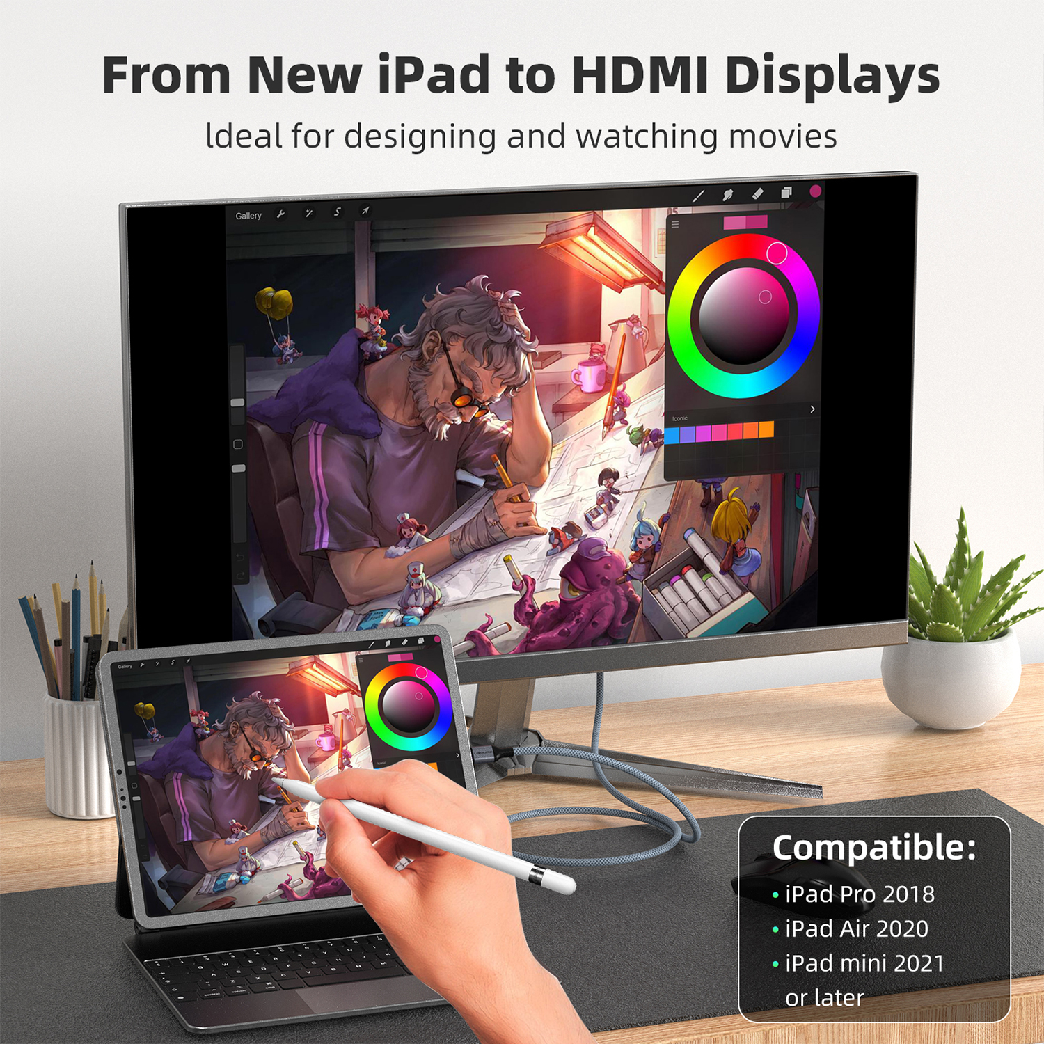 Adaptateur Mac HDMI en USB-C vers HDMI 4K à 60 Hz Adaptateur Mac HDMI en USB-C vers HDMI 4K à 60 Hz, vue de face