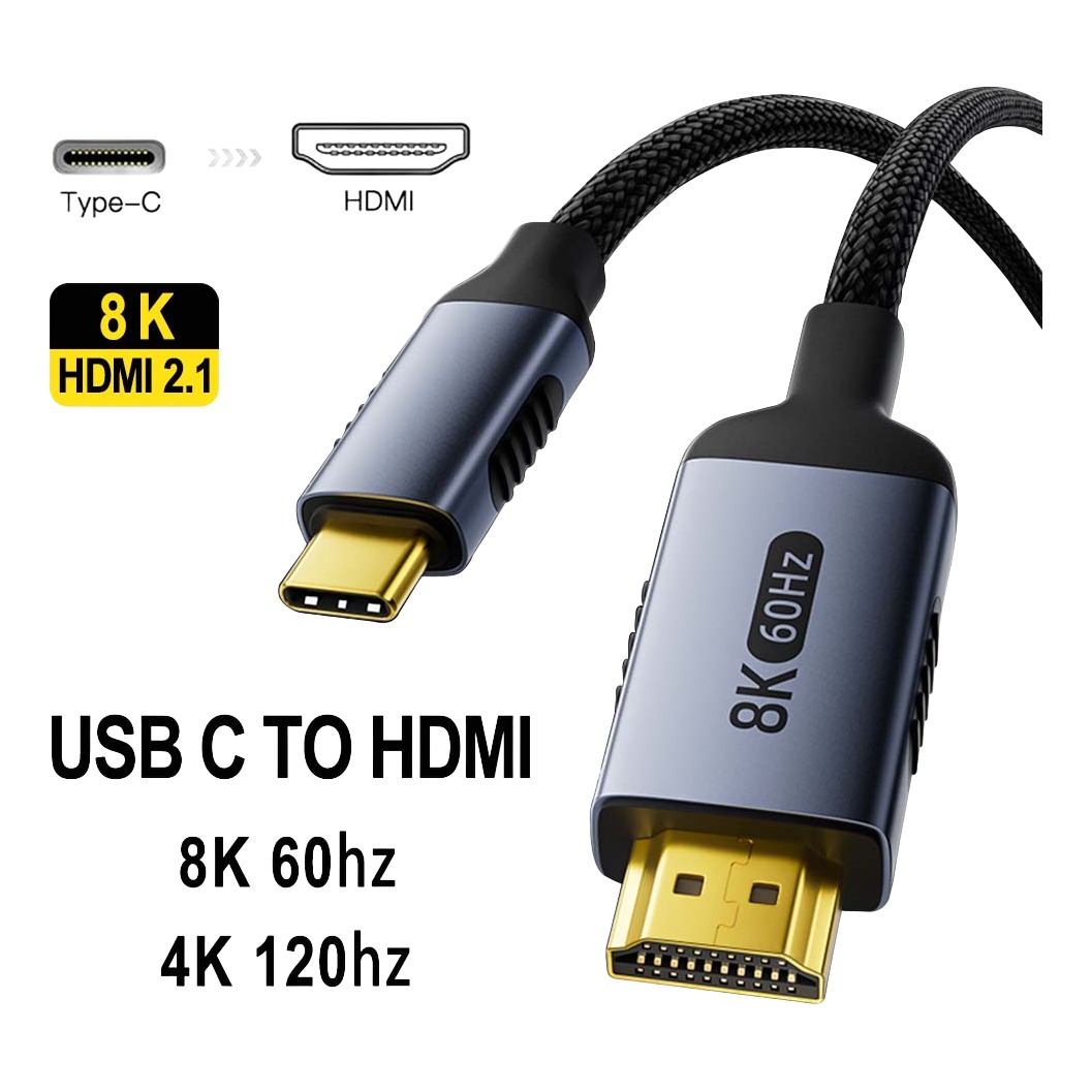 Adaptateur mac HDMI USB-C vers HDMI 2.1, 8K à 60 Hz Adaptateur mac HDMI USB-C vers HDMI 2.1, 8K à 60 Hz, vue de trois quarts