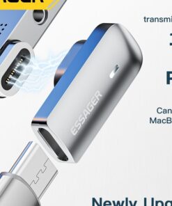 Adaptateur Magnétique USB-C vers USB-C 100W, 20Gbps, 4K@60Hz, vue de profil