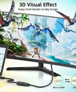 Adaptateur micro HDMI bidirectionnel 4K a 60 Hz, vue de trois quarts