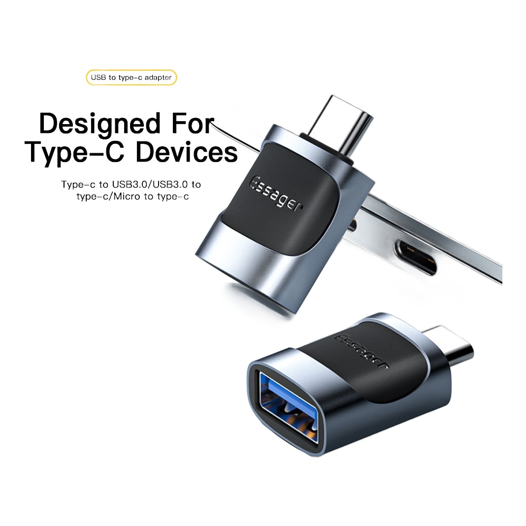 Adaptateur OTG Type C et micro USB, deux connecteurs Adaptateur OTG Type C et micro USB, deux connecteurs, vue de face