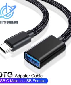 Adaptateur OTG USB-C vers USB femelle, format court, vue de trois quarts