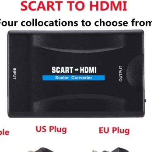 Adaptateur péritel HDMI 1080p, câble USB ou bloc secteur Adaptateur péritel HDMI 1080p, câble USB ou bloc secteur, vue de profil
