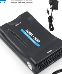 Adaptateur péritel HDMI 1080p, deux alimentations au choix, vue de face