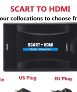 Adaptateur péritel HDMI 1080p, deux alimentations au choix, vue de profil