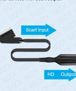 Adaptateur péritel HDMI 1080p en câble, pour HDTV et DVD, vue de trois quarts