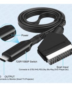 Adaptateur péritel HDMI 1080p en câble, pour HDTV et DVD, vue de face