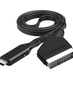 Adaptateur péritel HDMI en câble d'un mètre, sortie HD, vue de trois quarts