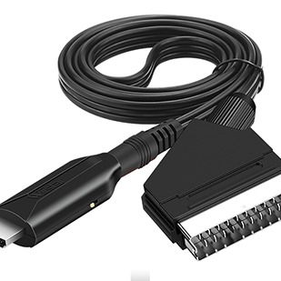 Adaptateur péritel HDMI en câble d’un mètre, sortie HD Adaptateur péritel HDMI en câble d'un mètre, sortie HD, vue de face