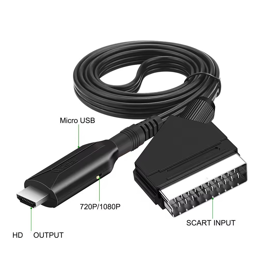 Adaptateur péritel HDMI en câble d’un mètre, sortie HD Adaptateur péritel HDMI en câble d'un mètre, sortie HD, detail