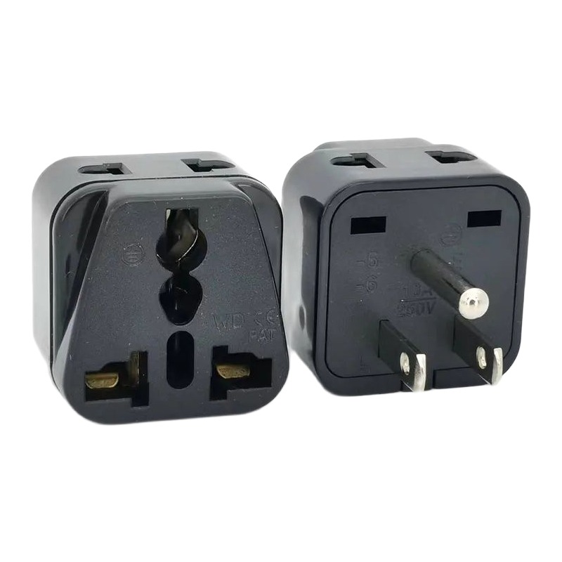 Adaptateur prise américaine type B à entrée universelle, avec terre Adaptateur prise américaine type B à entrée universelle, avec terre, vue de face