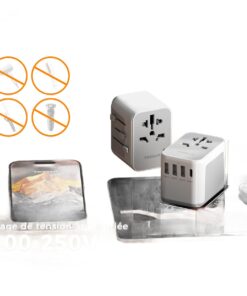 Adaptateur prise anglaise et mondial avec ports USB, vue principale