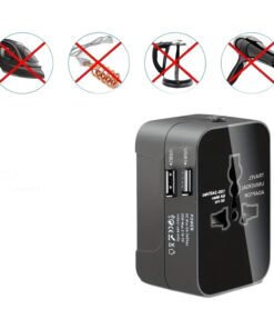 Adaptateur prise anglaise universel de voyage avec deux ports USB, vue principale