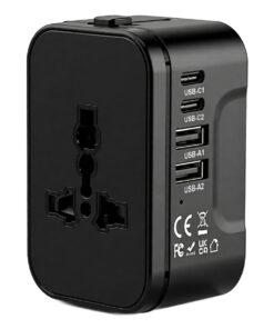 Adaptateur prise anglaise universel de voyage, quatre ports USB A et C, vue principale