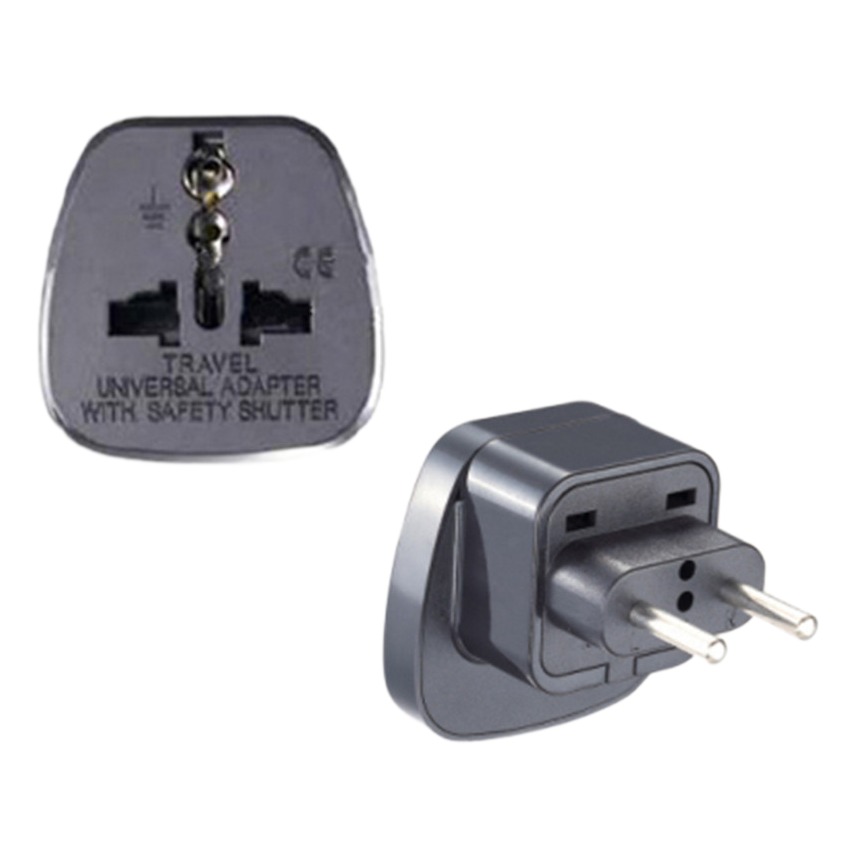Adaptateur prise anglaise universel pour voyage Adaptateur prise anglaise universel pour voyage, vue de trois quarts