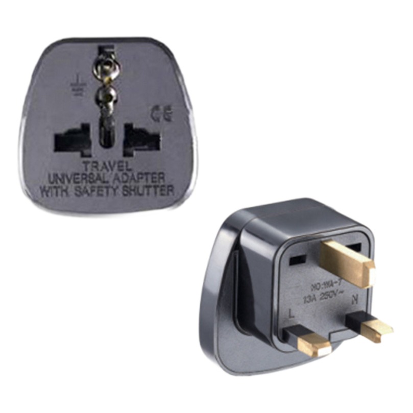 Adaptateur prise anglaise universel pour voyage Adaptateur prise anglaise universel pour voyage, vue arriere